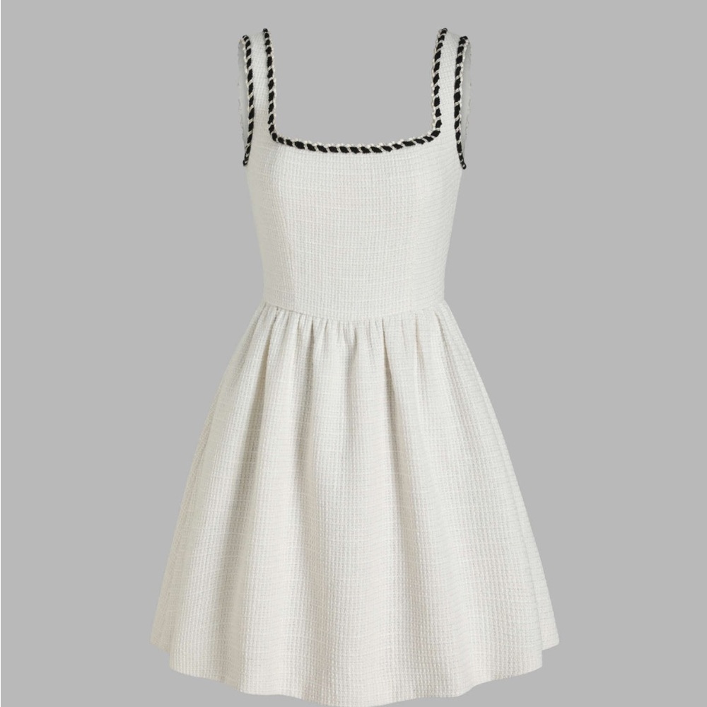 Cider TWEED U-NECKLINE SOLID MINI DRESS